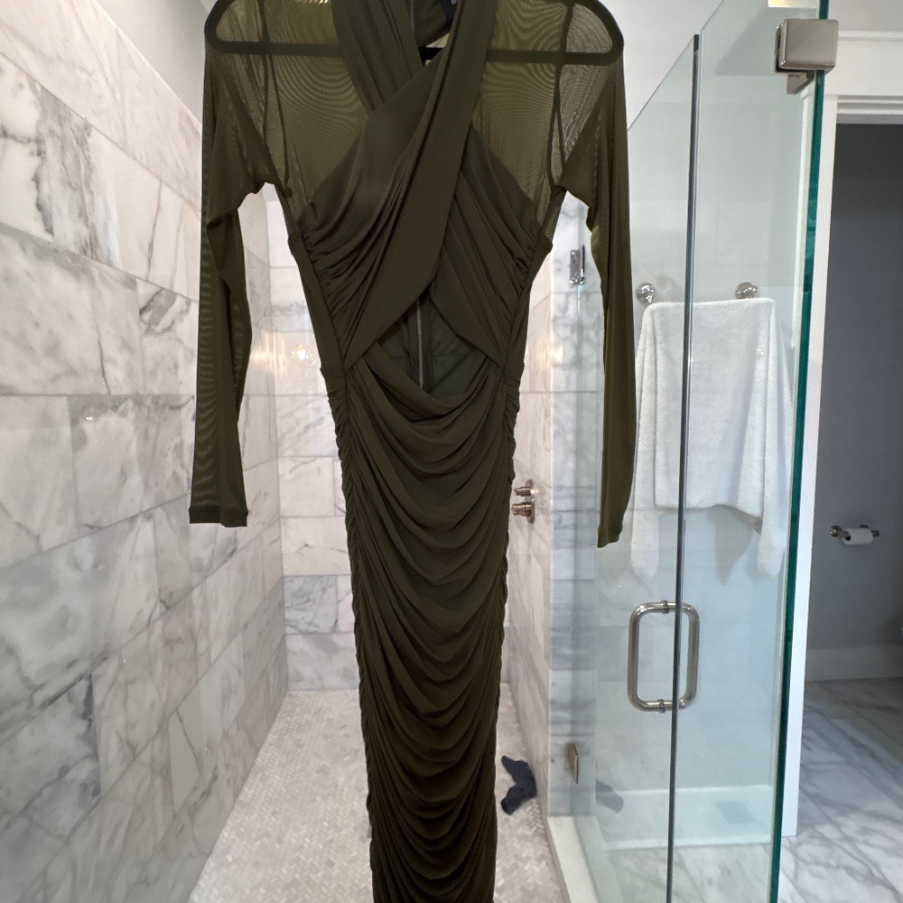 Bardot Ruched Mesh Dress